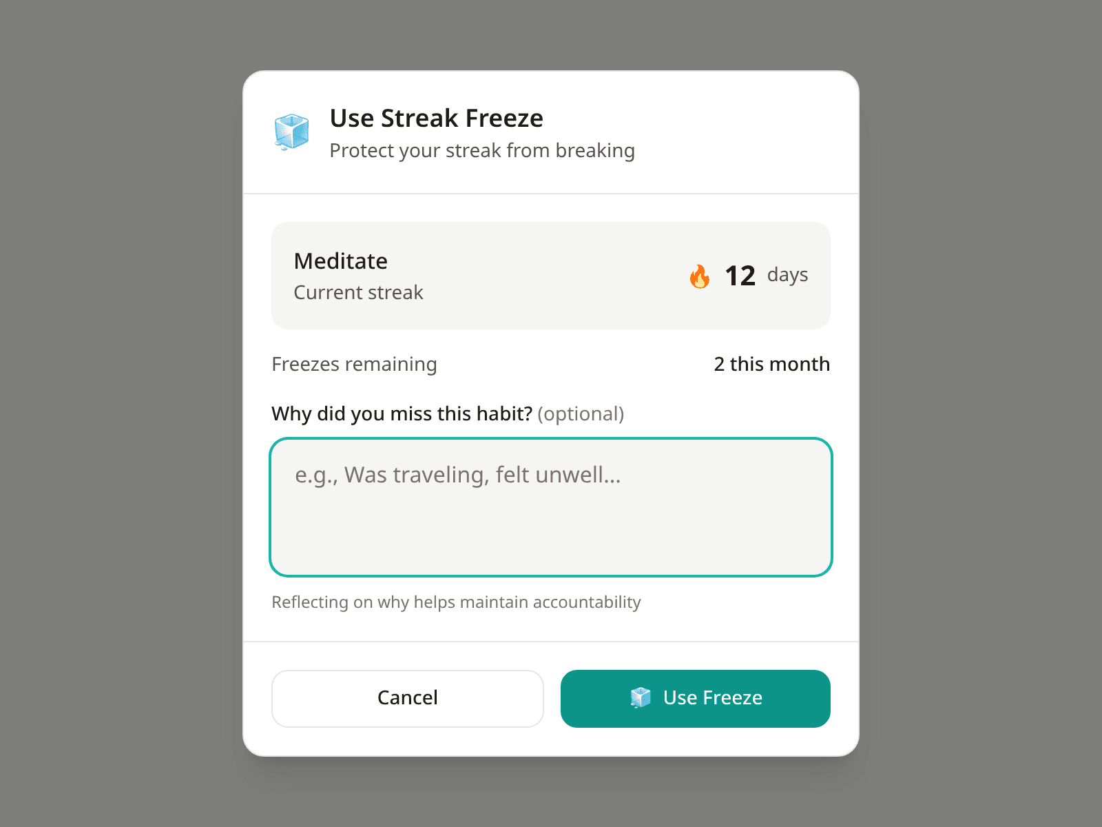 Dialog zum Nutzen eines Streak Freeze
